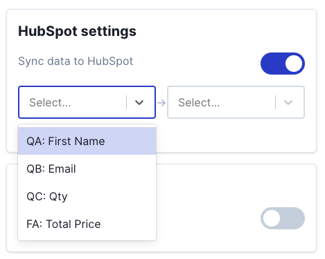 Select calculator element values to sync to HubSpot